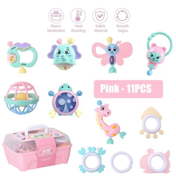 Gambar 11 Pcs Mainan Shake Teether Kids Toys Mainan Perkembangan Anak Mainan Balita Mainan Rattle Bayi Baby Teether Set Mainan Bayi - 11Pcs Pink Box dari Gaudi Mainan Toko undefined Tokopedia