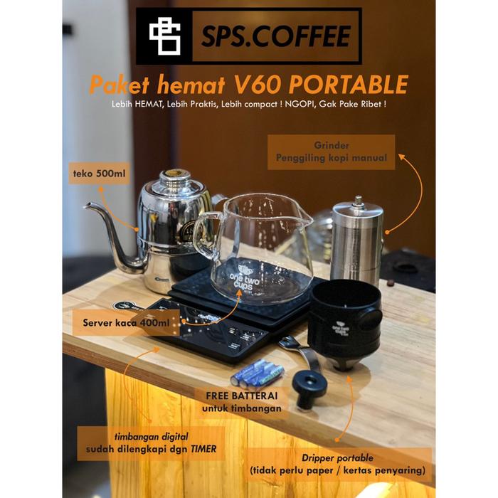 Gambar paket seduh kopi V60 rumahan 8IN1 kopi manual brew coffee driper server timbangan kopi timer paper filter thermometer suhu teko leher angsa dripper v60 - paket v60 B, packing bubble + dus dari Kopi lentera_NEW undefined Tokopedia