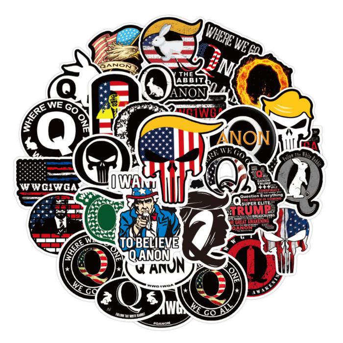 Gambar 10/30/50Pcs  Trump Qanon Stickers Waterproof Snowboard phone Lapt dari Sumber Surya Utama undefined Tokopedia