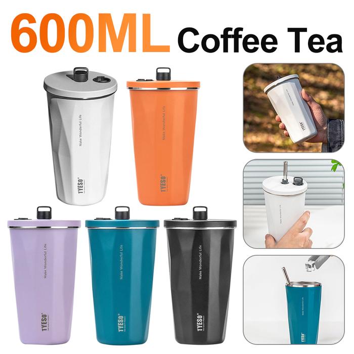 Jual Straw Cup With Lid Stainless Steel Thermos Mug Coffee Tea