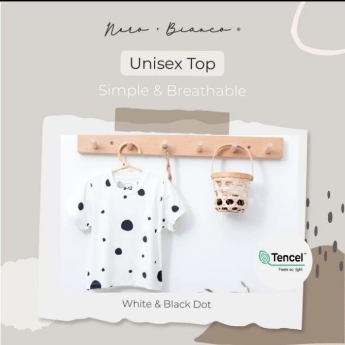 Gambar Nero Bianco unisex Top Tencel - White & Black Dot - 18-24 Months dari Cherie Baby Store undefined Tokopedia