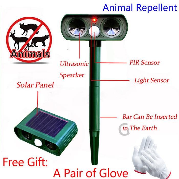Gambar New 【Free GlovesUltrasonic Animal Repellent Outdoor Solar Powered Waterproof Animal Repeller With Motion Sensor Sound Scares Repels Pest Repeller PIR Sensor Outdoor Garden Solar Repeller Monkey Repellent Device dari UYUN ACCESSORIES undefined Tokopedia
