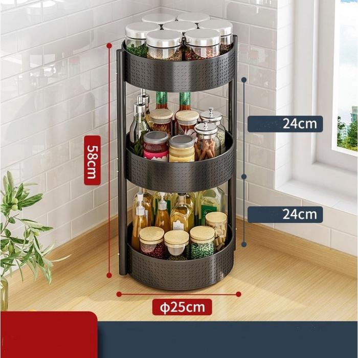 Gambar (HOME+) Local Kitchen 360 Rotating Tray Rack Lazy Susan Turntable For Kitchen And Desk Storage dari adeshop8765 undefined Tokopedia
