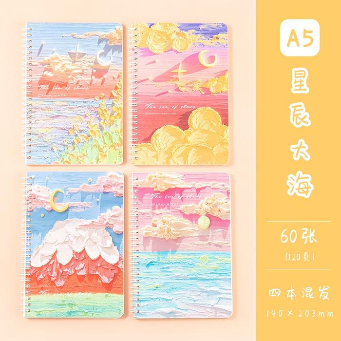 Gambar NEW 4 Pieces Set Kawaii A5 Notebook Lined Notepad Cute Spiral Planner Diary Writing Travel Journal School Office Supplies Stationery - B dari Hercullez undefined Tokopedia