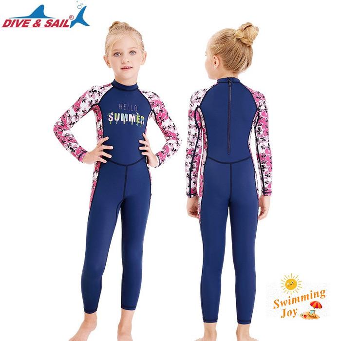 Gambar Swimming Joy - Baju Renang UPF 50+ Dive & Sail Anak Perempuan Swimming Diving Suit Surfing Boating Swimsuit Panjang Hello Summer dari ziny store undefined Tokopedia