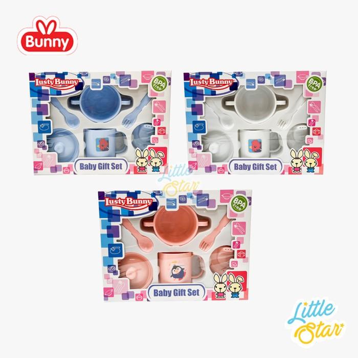 Gambar Lusty Bunny 6in1 Feeding Set Kado Lahiran Peralatan Makan Bayi Newborn - LB1424/6in1, Biru dari Little Star Baby Gift Shop undefined Tokopedia