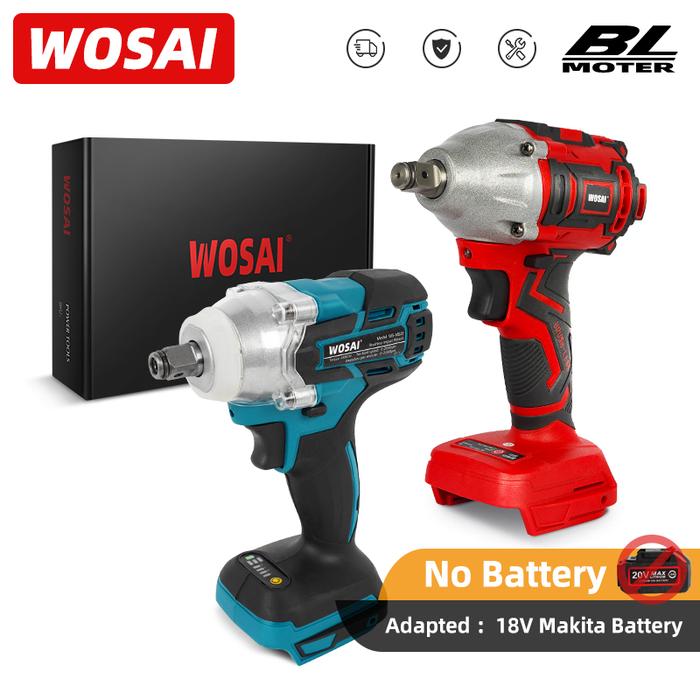 Gambar (IMPORT) WOSAI Brushless Electric Impact Wrench Rechargeable 1/2 inch Cordless Wrench Power Tools Compatible for Makita 18V Battery dari Onlinestored id undefined Tokopedia
