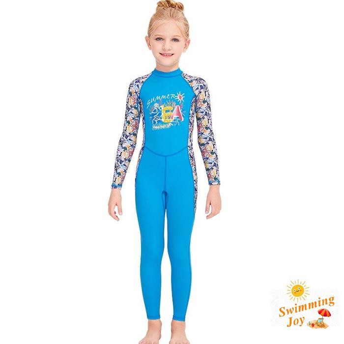 Gambar SWIMMING JOY - BAJU RENANG UPF 50+ DIVE & SAIL ANAK PEREMPUAN SWIMMING DIVING SUIT SURFING BOATING SWIMSUIT PANJANG SUMMER SEA [PROMO] BARANG BERKUALITAS 100% ORIGINAL - Blue, Size M dari VANYHASTORE undefined Tokopedia