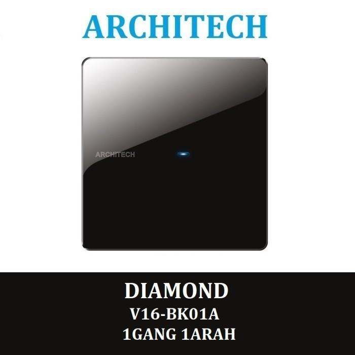 Gambar [JM] ARCHITECH Saklar Stop Kontak Dinding DIAMOND V16 Black Series 2.1 - 1 GANG 1 ARAH dari Juanda Mart Official undefined Tokopedia
