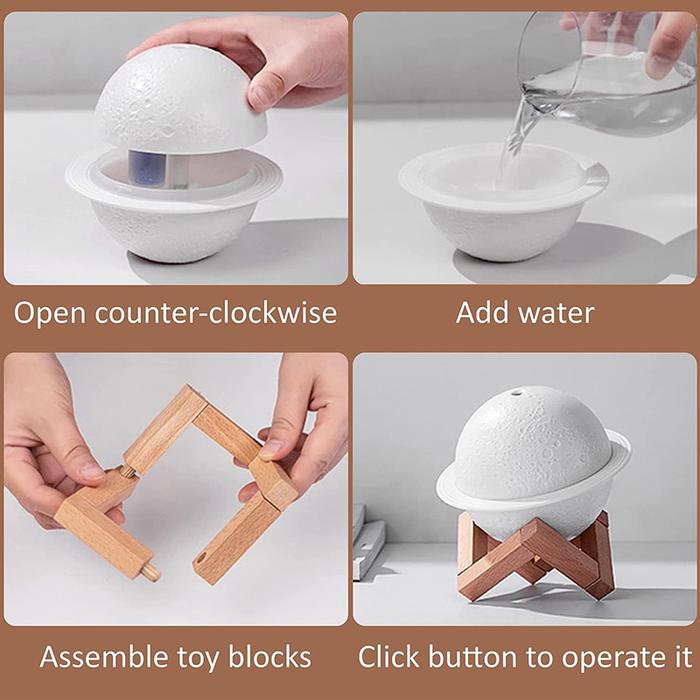 Gambar Lunar 200Ml Cool Mist Humidifiers Aroma Oil Diffuser Mini 3D Moon dari HaengbokPride undefined Tokopedia