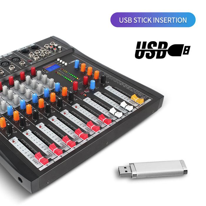 Gambar Professional Audio Mixer 6 channels DJ Music Equipment for Stage Peforma Home Studio Recording KTV Singing Console Mixer Sound dari Khim Shi Store undefined Tokopedia
