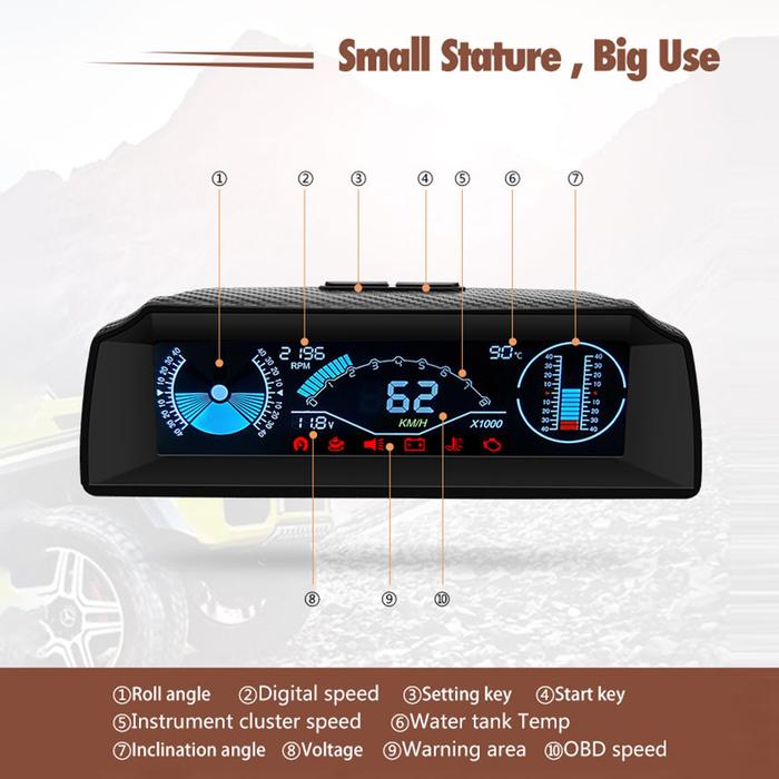 Gambar New X90 OBD2 Slope Meter Inclinometer Car HUD Automotive Tilt dari Garashop_impor undefined Tokopedia