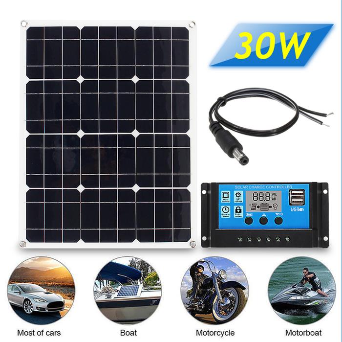 Gambar 3in1 30W 12V/5V DC USB Solar Panel Kit Solar Power System dari Garashop_impor undefined Tokopedia