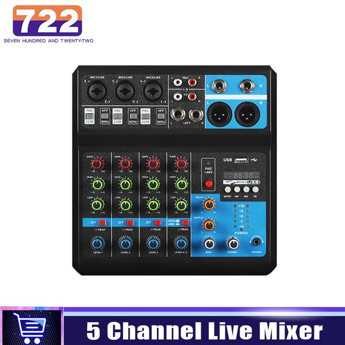 Gambar F-5A Audio Mixer 5-channel Sound Table Professional Mixer Computer Stage Recording USB Sound Card High Low Tone DJ Equipment dari ZAHRAA367 undefined Tokopedia