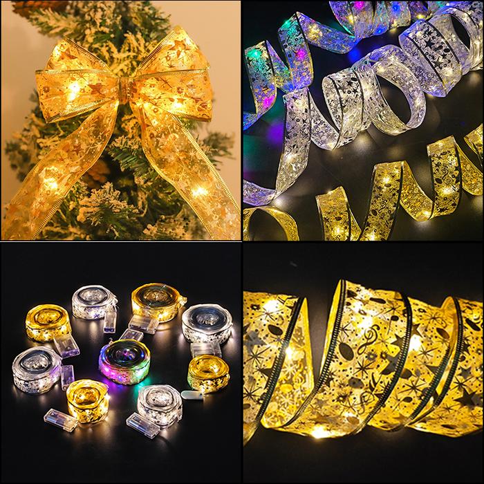 Gambar Christmas Decoration Glowing LED Fairy Light String Ribbon Festoon DIY Bows String Lights Navidad Holiday DIY Decorations dari cicing kucing merinding undefined Tokopedia