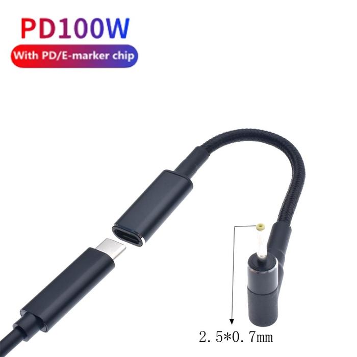 Gambar 100W USB Type C to DC Male Plug Converter Kabel USB C Female to Universal Laptop Adapter Connector Jack PD Fast Charging Cable Cord - 2.5x0.7 (Asus) dari AinWare undefined Tokopedia