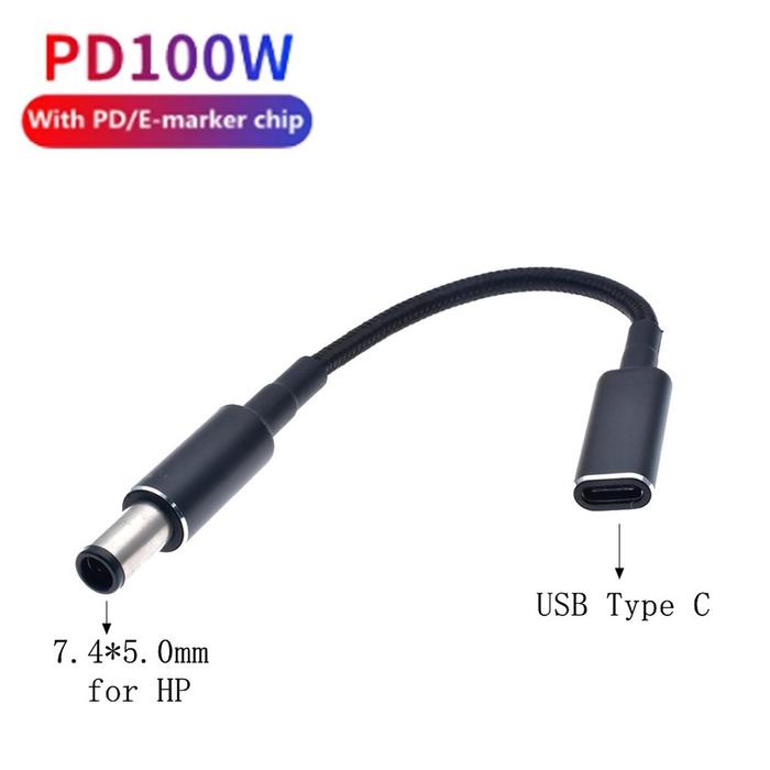 Gambar 100W USB Type C to DC Male Plug Converter Kabel USB C Female to Universal Laptop Adapter Connector Jack PD Fast Charging Cable Cord - 7.4x5.0 (HP) dari reva ramadani undefined Tokopedia