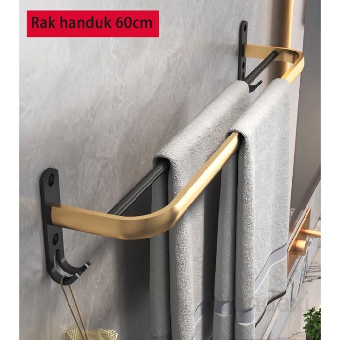 Gambar Toilet Accessories Kamar Mandi Organizer Black Gold Bathroom Premium - Rak Handuk dari Hanz'lee undefined Tokopedia