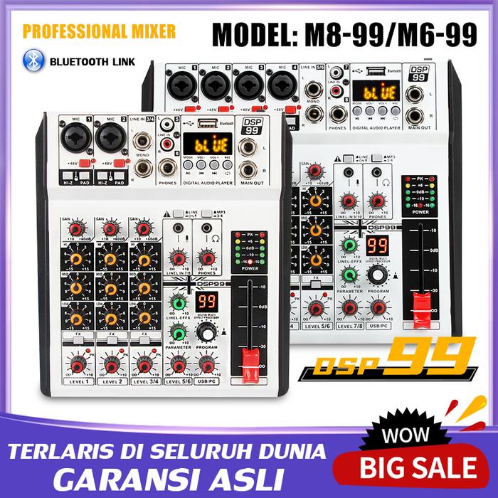 Gambar Professional Audio Mixer M6-99/M8-99 Mixer Small 4 Channels Car Use DJ Mixer Supports Playback Bluetooth/USB/pc/MP3 Collection Of Audio Equipment Instrument Singing Recording Equipment Outdoor KTV Singing Family Original dari Yantiydk1 undefined Tokopedia