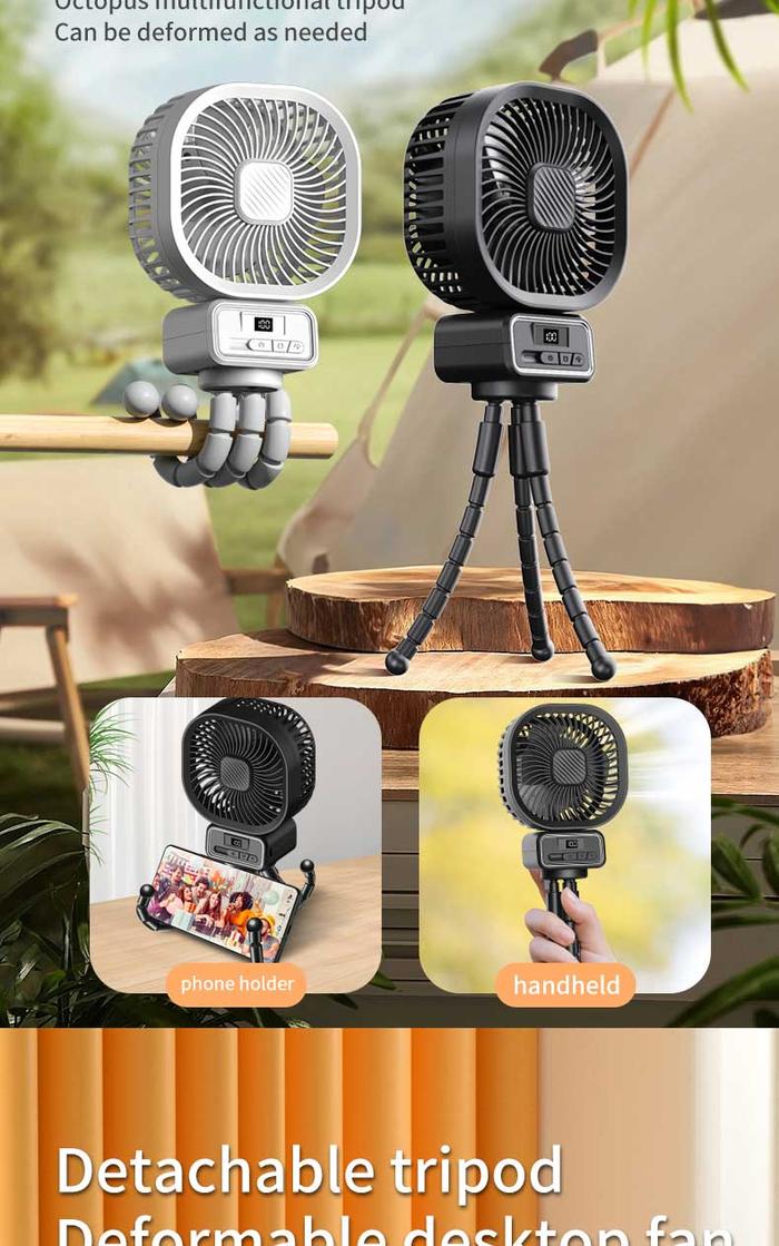 Gambar 5000mAh Stroller Fan Multifunctional Handheld Standable Hung Wrap 3 Gear Octopus Oscillating Fan Portable Baby Cart Fan LED Lamp dari KHASANAH STORE 80 undefined Tokopedia