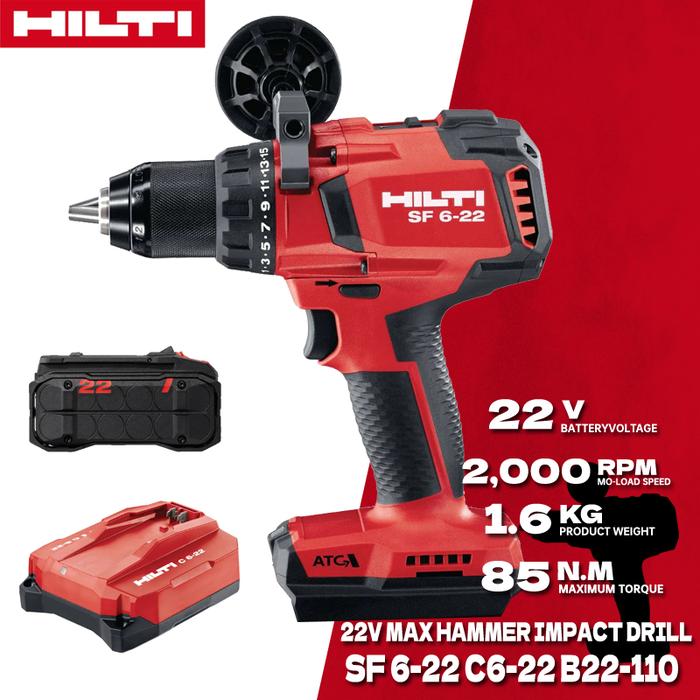 Gambar Silver Skyline HILTI NURON SF 6-22 Cordless Drill Driver With Active Torque Control 22V Brushless Motor Compact Hammer Drill C4-22 C6-22 dari Silver Skyline undefined Tokopedia