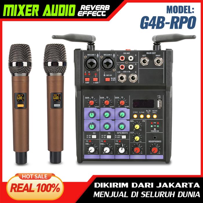 Gambar Professional Audio Mixer G4B-PRO Included Wireless Microphone UHF Support Recording Function EQ Mode Bluetooth/USB/PC/MP3 Professional Audio Equipment dari Yantiydk1 undefined Tokopedia