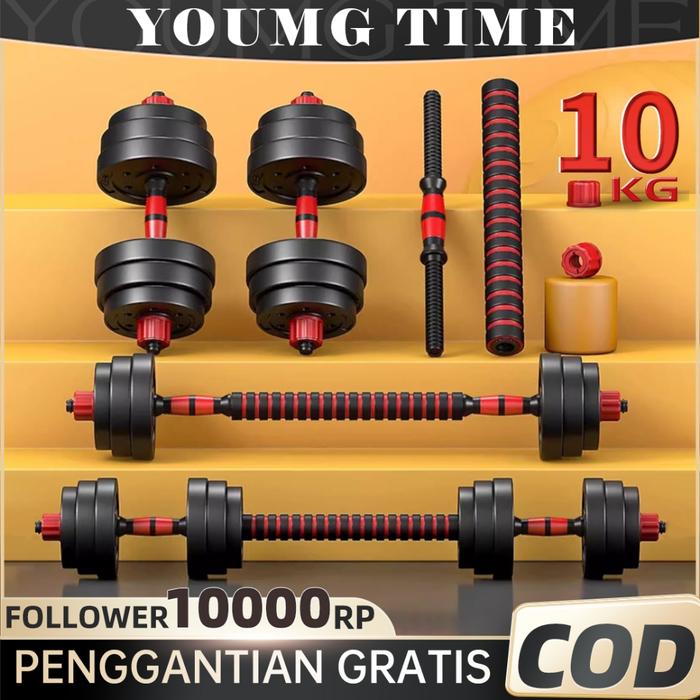 Gambar Barbel 10KG Dumbell Set Peralatan Fitness Bisa Disambung Tiang Wanita Gym Equipment Angkat Dengan Perlindungan Lingkungan Untuk Pria dari palapamart1 undefined Tokopedia