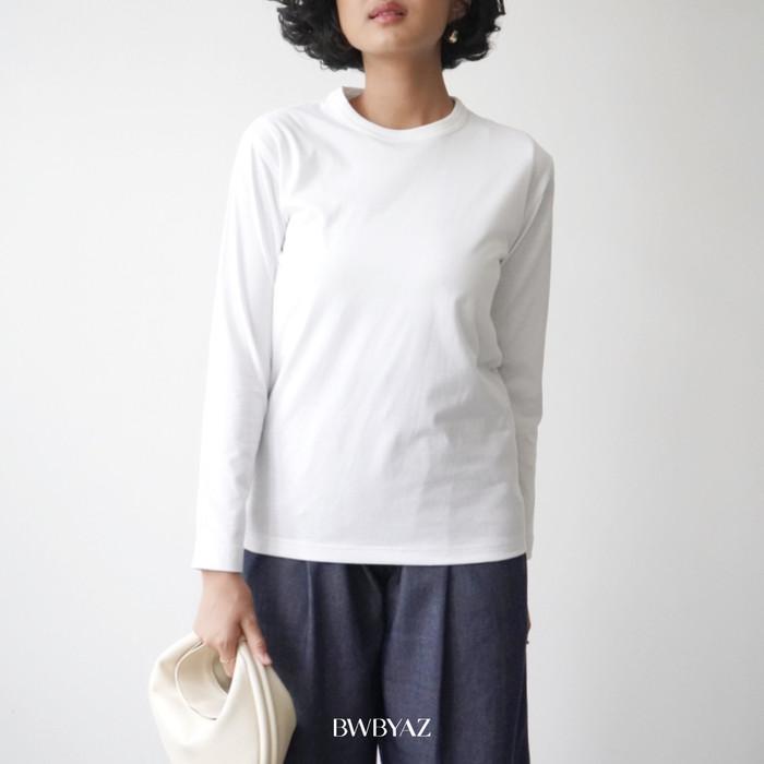 Gambar BWBYAZ- ALL DAY  | COMFORT TENCEL FIT TEE (LONG) | READY STOCK - Perfectly White, Petite dari BWBYAZ undefined Tokopedia