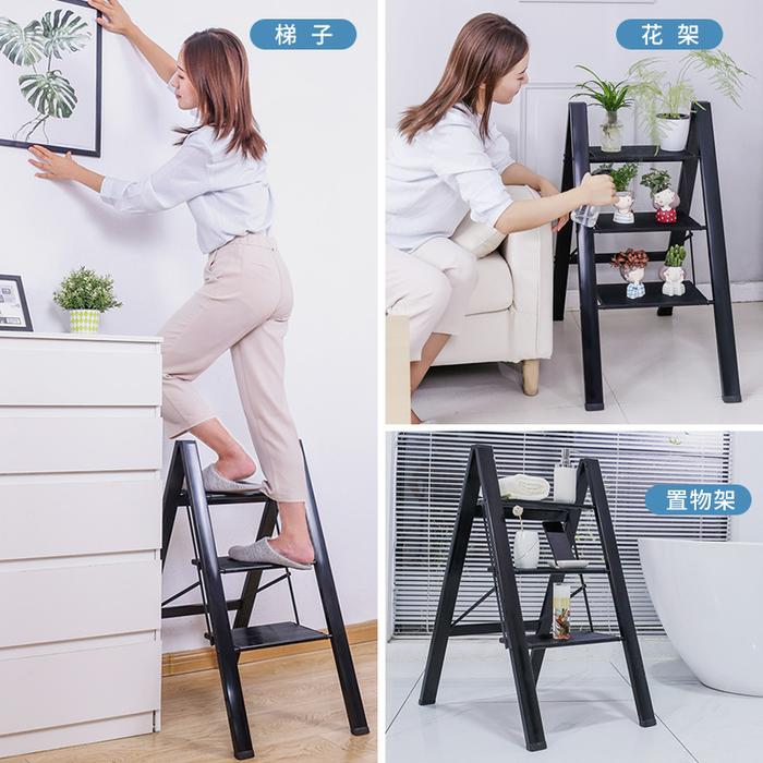Gambar 3 Step Ladder Lightweight Folding Step Stool Stepladders Storage Shelf Rack With Anti-Slip Wide Pedal For Home and Kitchen dari levis08Gani undefined Tokopedia