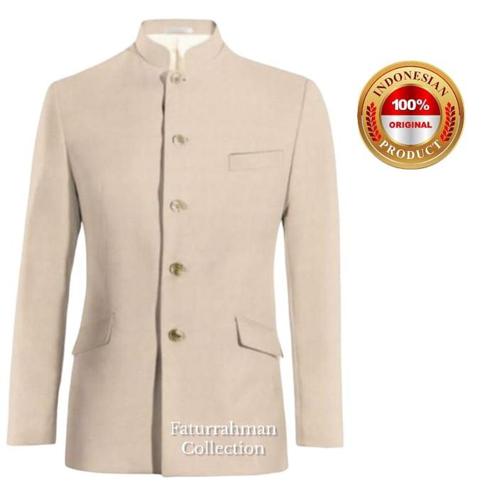 Gambar Pakaian baju jas beskap adat jawa mandarin jas koko pria jasko santri kondangan pesta premium jumbo - Cream, S dari Bharatabatik99 undefined Tokopedia