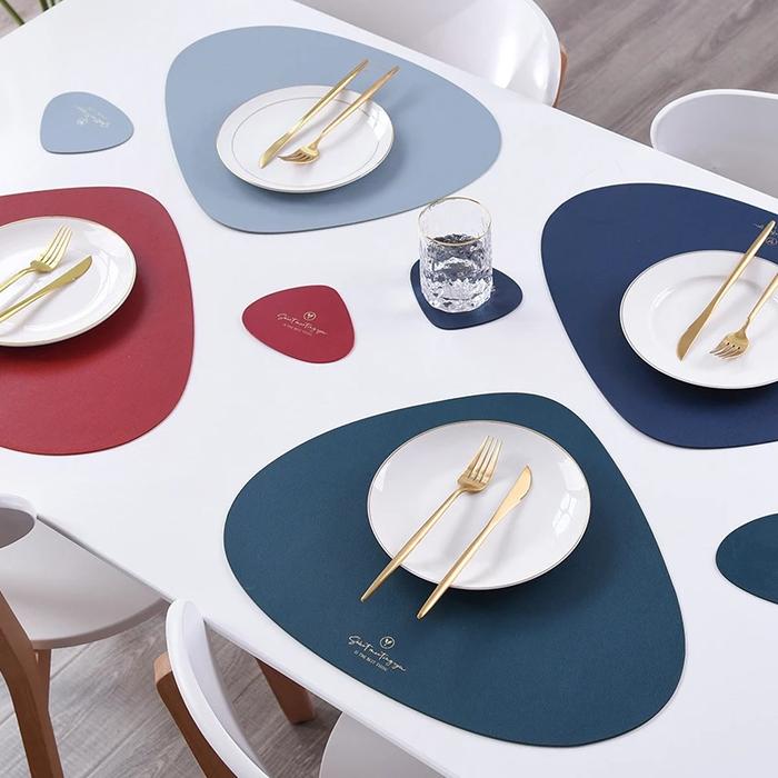 Gambar Inyahome PU Leather Dual Sided Placemat and Coaster Set Upgraded Coffee Mats Home Kitchen Dining Table Place Mats Nordic dari Carson Lewis undefined Tokopedia