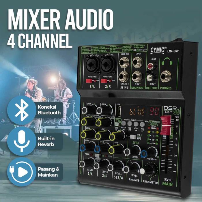 Gambar MIXER CYMIC USB Audio Mixer Bluetooth Karaoke 4 Channel 99 DSP Effects - LM4-DSP - Hitam dari Rayhan Af undefined Tokopedia