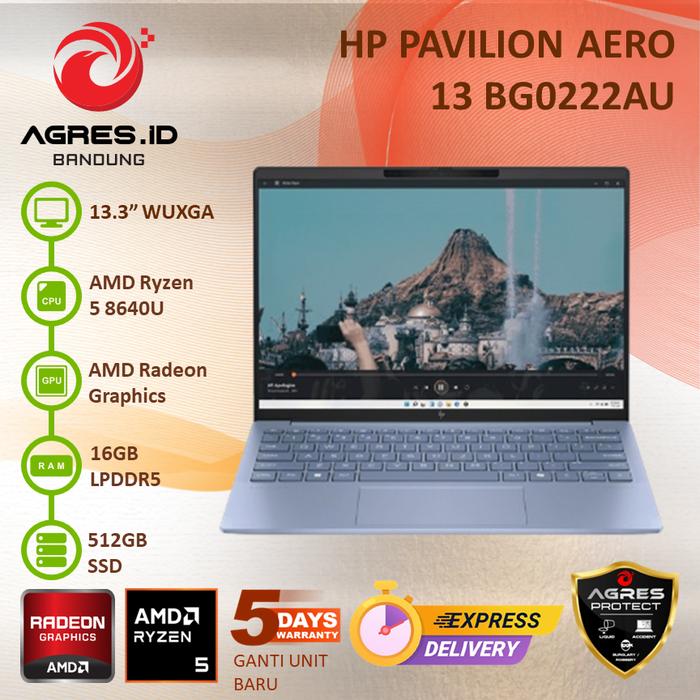 Gambar HP Pavilion Aero 13 BG0222AU Ryzen 5 8640U 16GB 512GB 13.3" WUXGA IPS - No Paket, No Upgrade dari Agres ID Bandung undefined Tokopedia