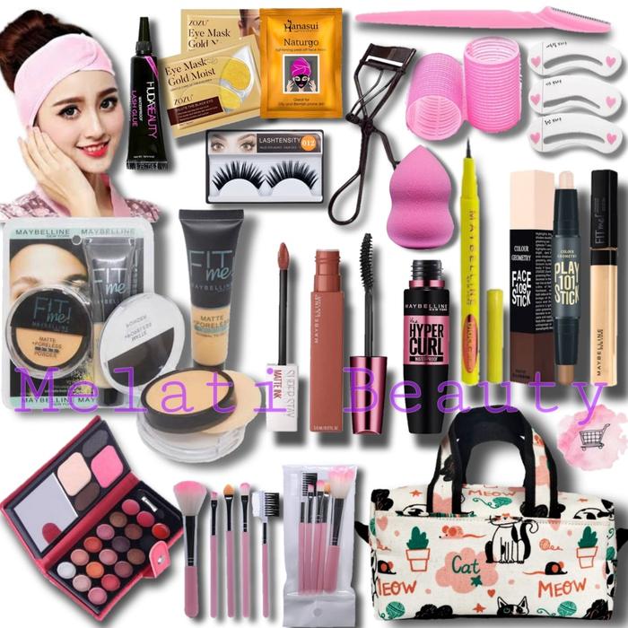 Gambar Paket Kosmetik Super Varian Lengkap 20 In 1 + Tas Pouch Canvas Terlaris / Paket Kosmetik Super Lengkap / Palet Hemat Kosmetik / Makeup Set Lengkap Maybelline - 17 in 1 dari Azizah Tamamah3 undefined Tokopedia