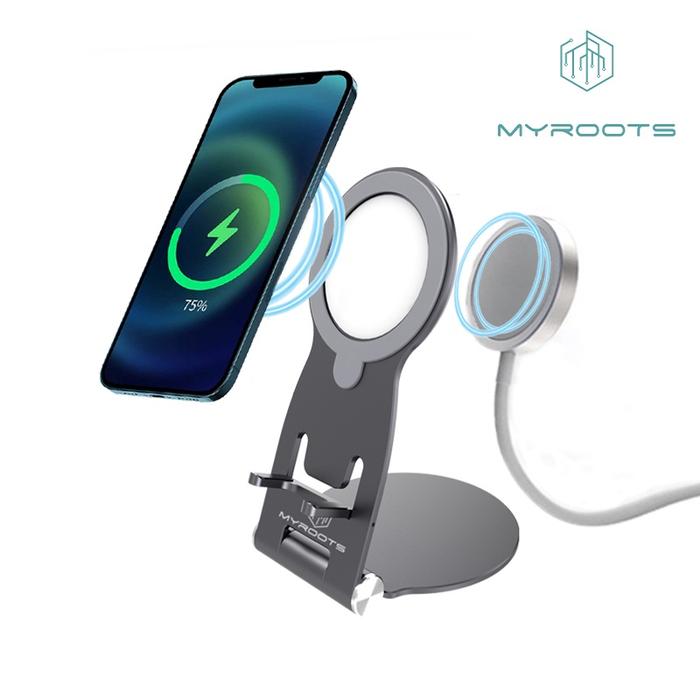 Gambar Terbaru Myroots Holder Standing Aluminium HD-ZJG-21 Holder Magsafe Wireless Charging Universal Mobile Phone Iphone - Android - Tablet - Ipad dari jihan889 undefined Tokopedia