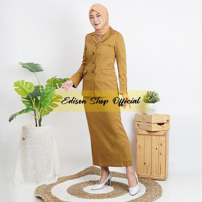 Gambar Seragam PNS PDH Pemda Khaki Wanita Terbaru - XL, Khaki Tua dari Edison Shop undefined Tokopedia