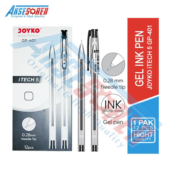 Gambar Aksesoren Gel Pen Joyko I-Tech GP-401 [1 Pack/12 Pcs] / Pulpen Jel 0.28 Mm / Balpen Pena / Alat Tulis Anak / Pens - Hitam dari Aksesoren undefined Tokopedia
