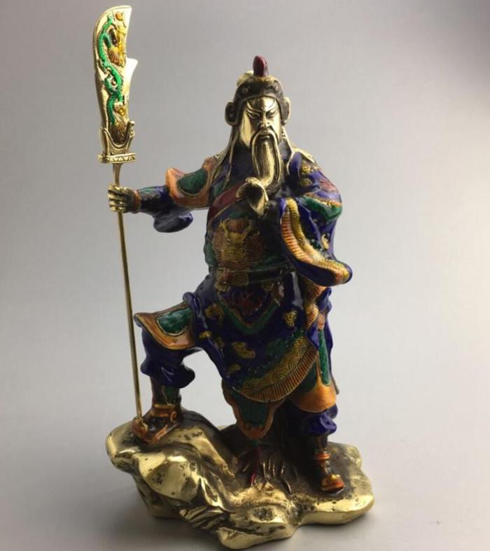 Gambar china brass cloisonne Martial arts god of wealth guan yu crafts statue dari Raging Charge undefined Tokopedia