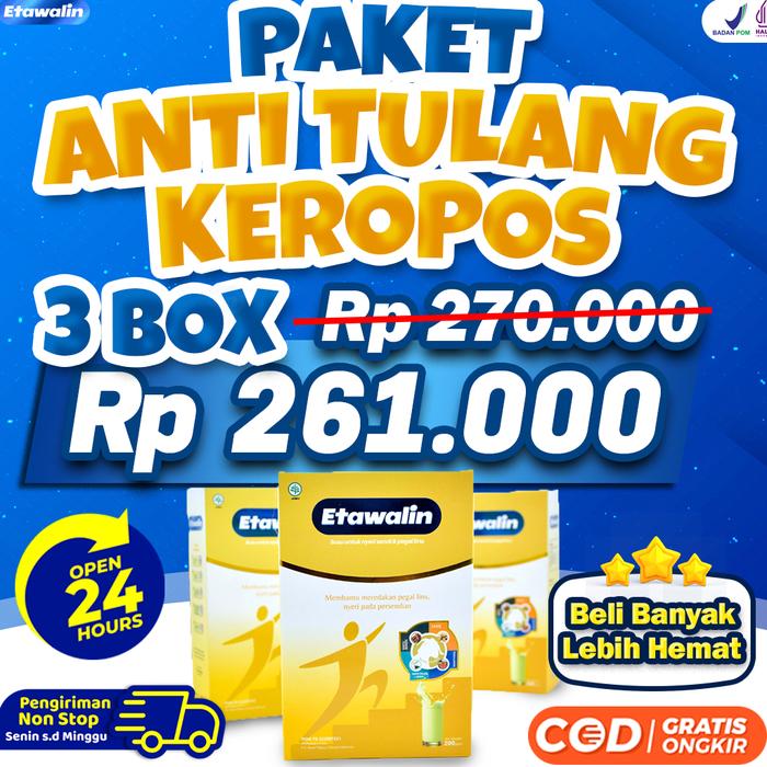 Gambar Kemasan 3 Box Susu Kambing Etawalin Membantu Atasi Permasalahan Tulang Dan Sendi - Isi 200 Gram dari Jinggatutu Store undefined Tokopedia