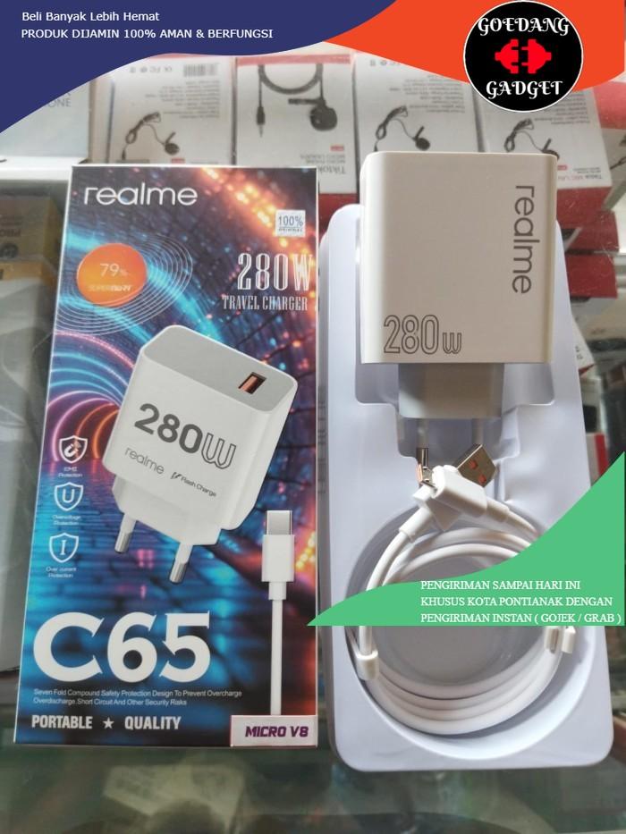 Gambar (CEK TIPE) C65 CHARGER REALME 280W CHARGER TIPE C REALME 280 WATT CAS REALME C-65 280WATT - MICRO/V8 dari Goedang Gadget undefined Tokopedia