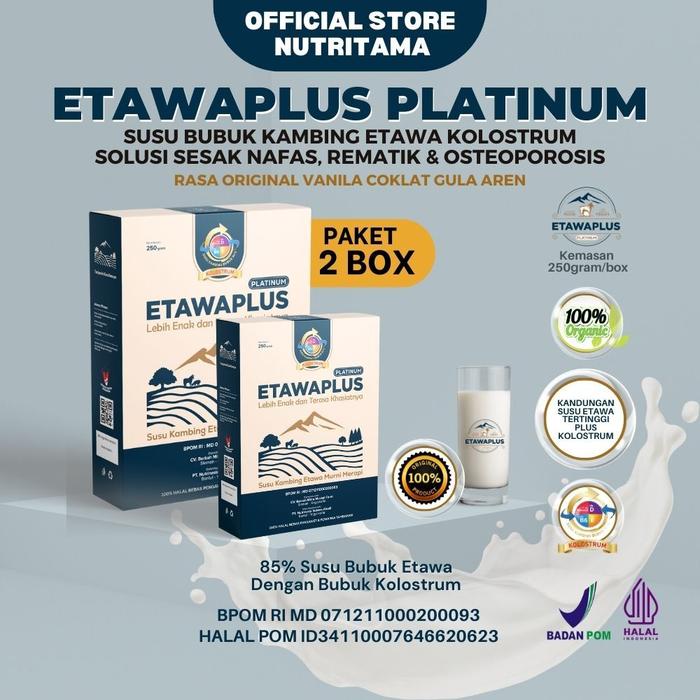 Gambar Paket 2box Etawaplus Platinum Kolostrum | Susu Etawa Kolostrum | Susu Untuk Nyersi Sendi dan Pernafasan | Susu Etawa Murni | Etawaku | Etawalin | Susu Etawalin | Susu Bubuk Etawa | Susu Etawa Platinum - Coklat dari Sayeeda Mart undefined Tokopedia