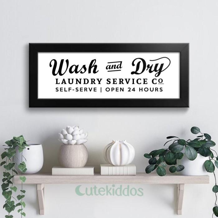 Gambar [R]eadyy Hiasan Dinding Interior Home Decor Laundry Room Wash and Dry Sign - Bingkai Hitam dari Hasudungankl undefined Tokopedia