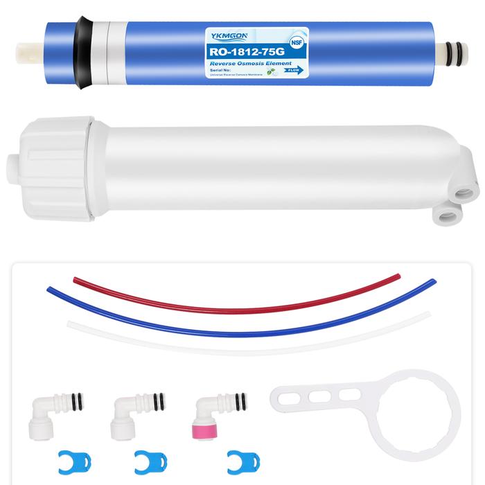 Gambar 75GPD Reverse Osmosis RO Membrane Housing Kit with 1/4 Quick Connector,Check valve,Water Pipe,Wrench Set for Water Filtration dari Unseen Shadow undefined Tokopedia
