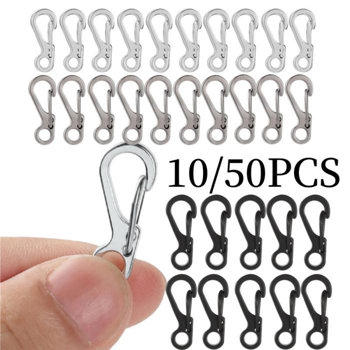 Gambar 10/50Pcs Carabiner D-Ring Key Chain Spring Clips Mini Aluminium Alloy Hang Buckle Survival EDC Gear Outdoor Camping Keyring Tool dari RASKADA rakaduta undefined Tokopedia