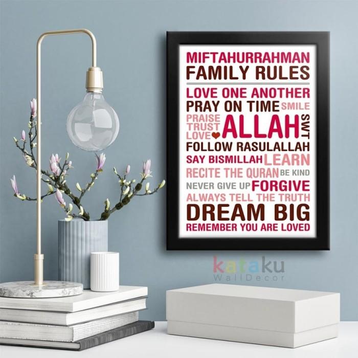Gambar [R]eadyy CUSTOM FAMILY RULES - Home Decor Islami - Pigura Hiasan Dinding - Bingkai Hitam dari Hasudungankl undefined Tokopedia