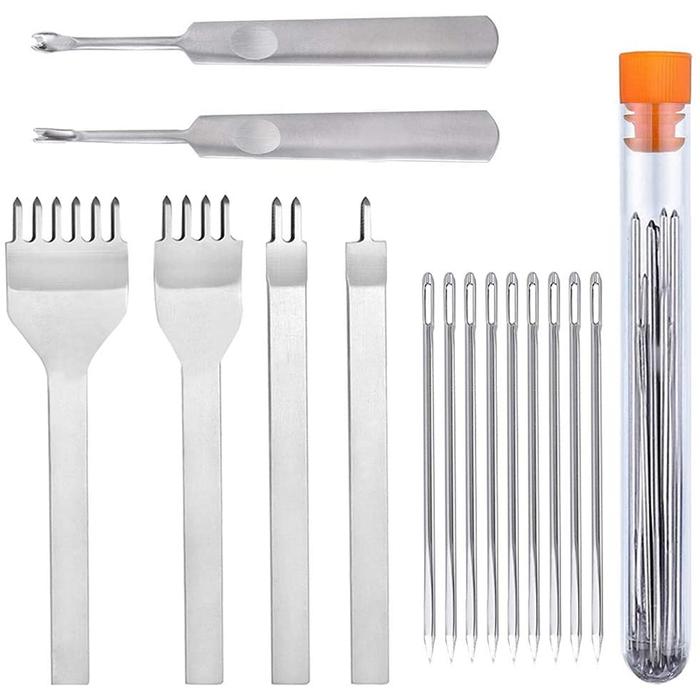 Gambar HOT-Leather Stitching Chisel Set, Lacing Stitching Punch, Stitching Groover Beveler and Sewing Needles, Leather Crafts Tool dari Shadow Step undefined Tokopedia