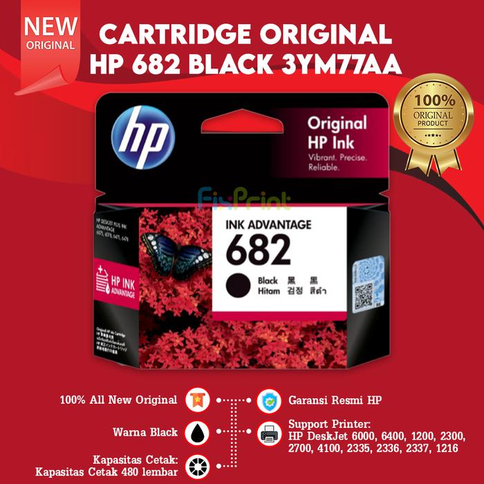 Gambar Cartridge Tinta HP 682 Black Color Original Printer Deskjet 6000 6075 6078 6400 6475 6478 1200 2300 2700 4100 2335 2336 2337 2875 2876 1216 - Black dari FixPrint Plus undefined Tokopedia