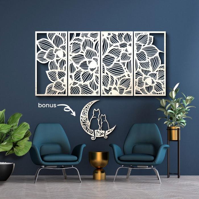 Gambar Set Hiasan Dinding Ruang Tamu Dekorasi Motif Daun Janda Bolong Pajangan Kamar Tidur Hiasan Dinding Dekorasi Ruang Tamu Dll - GARDENIAS PETAL dari ZDM storee undefined Tokopedia