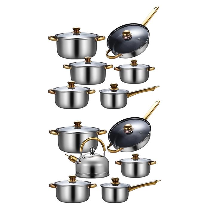 Gambar 6Pcs Cookware Set Nonstick Pan Frying Pan Portable Ergonomic Handle with Glass Lid Saucepan Pots and Pans Set for Kitchen Home dari Atlas Payne undefined Tokopedia