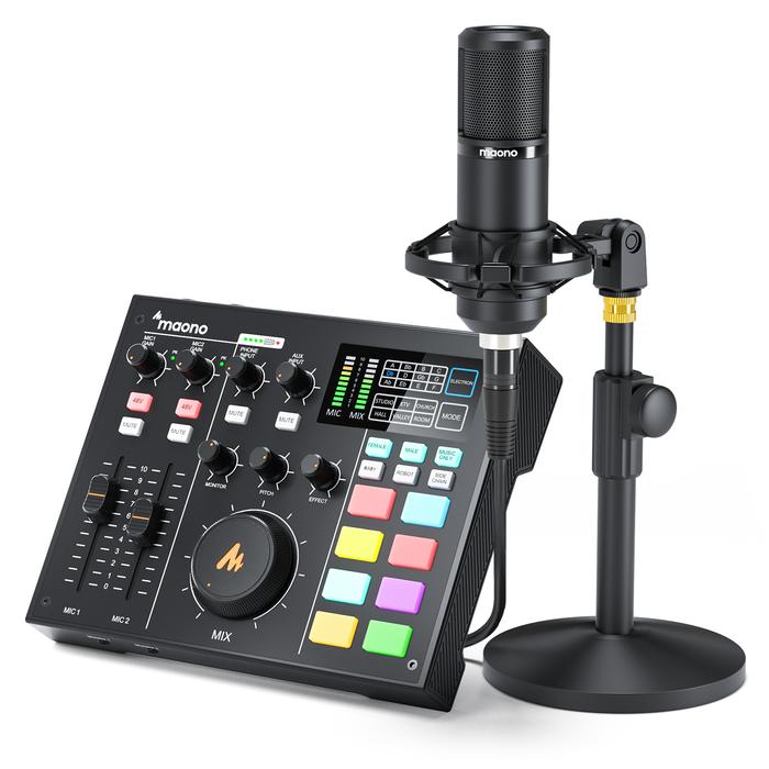 Gambar MAONOCASTER Audio Interface Sound Card with XLR Microphone All-In-One Kit Audio Recording Studio Home Recording Equipment Mixer dari Knights Fall undefined Tokopedia